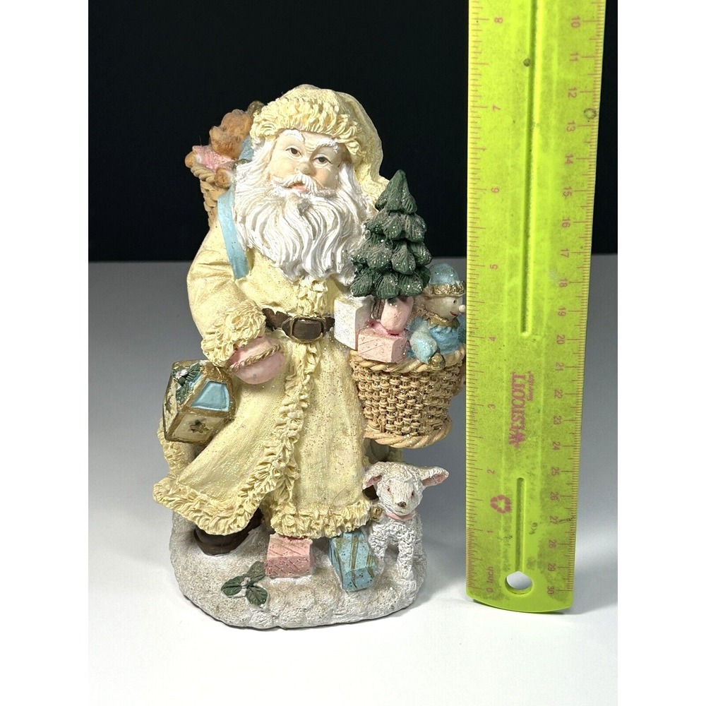 VTG Colorful Sparkling Christmas Santa Claus Holding Lantern and  Gift Basket - Picture 3 of 7